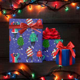 Schattigee katten in lelijke kersttruien cadeaupapier