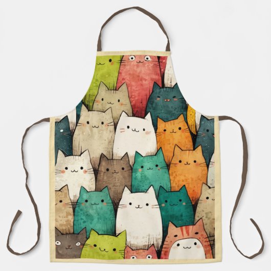 Schattigee katten in levendige verticale kunst schort (Voorkant)