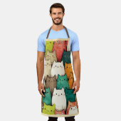 Schattigee katten in levendige verticale kunst schort (Gedragen)