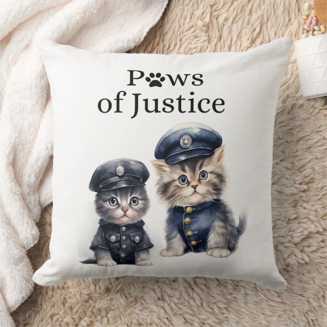 Schattigee katten in politie-uniformen Paws of Jus Kussen (Deken)