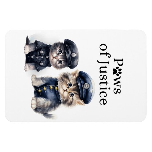 Schattigee katten in politie-uniformen Paws of Jus Magneet (Horizontaal)