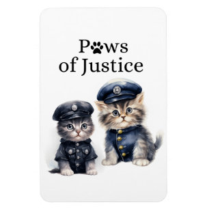 Schattigee katten in politie-uniformen Paws of Jus Magneet