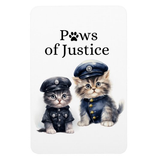 Schattigee katten in politie-uniformen Paws of Jus Magneet (Verticaal)