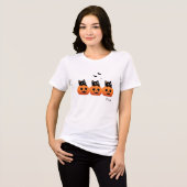Schattigee katten in pompoenen Tri-Blend shirt (Voorkant volledig)
