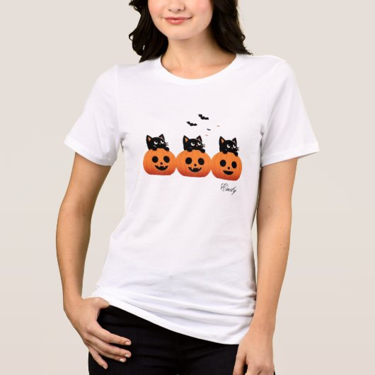 Schattigee katten in pompoenen Tri-Blend shirt (Voorkant)