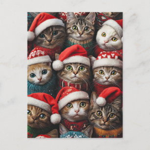 Schattigee katten in Santa Hats Kerstvakantie Huis Briefkaart