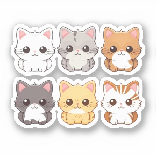 Schattigee Katten Kawaii Huisdier Sticker (Voorkant)
