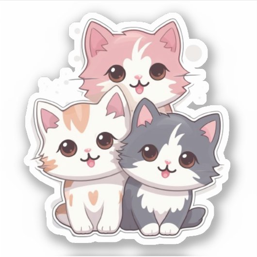 Schattigee Katten Kawaii Huisdier Sticker (Voorkant)