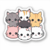 Schattigee Katten Kawaii Huisdier Sticker (Voorkant)