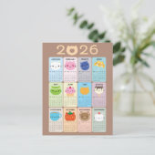 Schattigee Katten & Kawaii Kittens 2026 Kalender Briefkaart (Staand voorkant)