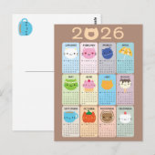 Schattigee Katten & Kawaii Kittens 2026 Kalender Briefkaart (Voorkant / Achterkant)
