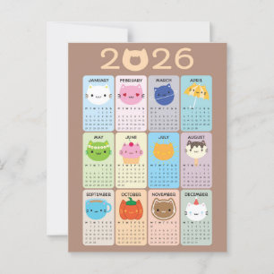 Schattigee Katten & Kawaii Kittens 2026 Kalender Briefkaart