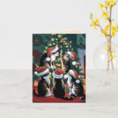 Schattigee  katten kerst kaart (Gele Bloem)