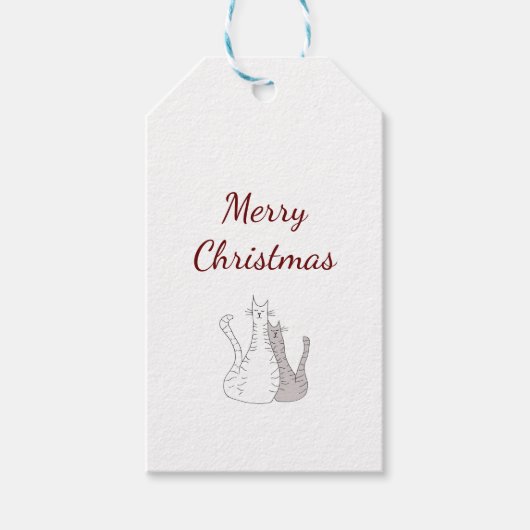 Schattigee Katten Kerst Katten Elegant Script Cadeaulabel (Voorkant)