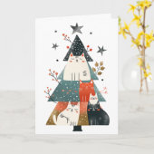 Schattigee katten kerstboom grillige meowy kerst kaart (Gele Bloem)