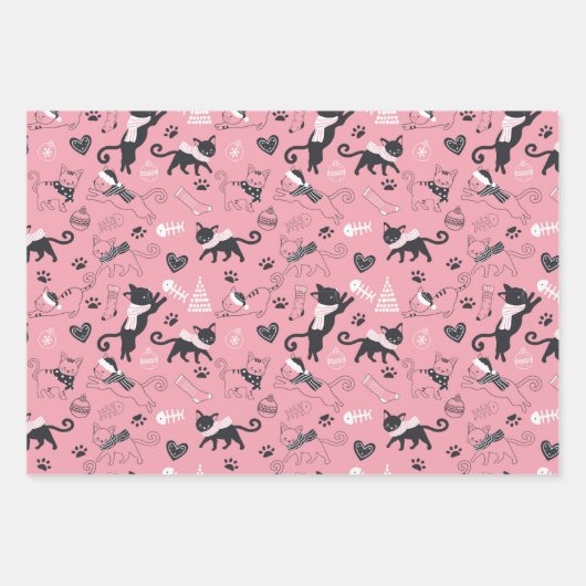 Schattigee Katten Kittens Kleurrijke Speelse Katte Inpakpapier Vel (Voorkant 3)