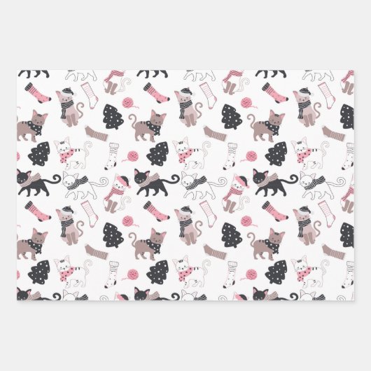 Schattigee Katten Kittens Kleurrijke Speelse Katte Inpakpapier Vel (Voorkant 2)