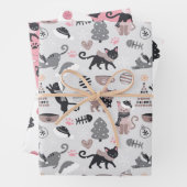 Schattigee Katten Kittens Kleurrijke Speelse Katte Inpakpapier Vel (In situ)