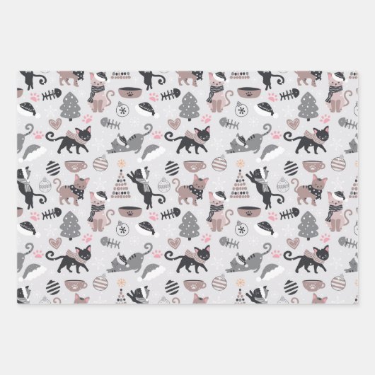 Schattigee Katten Kittens Kleurrijke Speelse Katte Inpakpapier Vel (Voorkant)