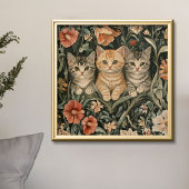 Schattigee Katten  Kittens William Morris Style Foto Afdruk
