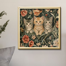 Schattigee Katten  Kittens William Morris Style Foto Afdruk