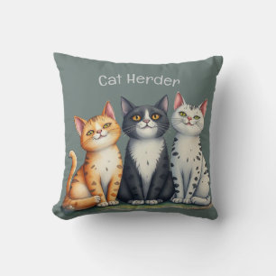 Schattigee Katten Kittens Zien Gelukkig Grijs Kussen