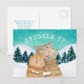 Schattigee katten knuffelen knuffel omhoog bos sne feestdagenkaart (Voorkant / Achterkant)
