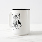 Schattigee katten kunnen je kalmeren tweekleurige koffiemok (Voorkant links)