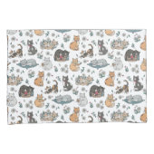 Schattigee Katten Meisjes Kitten Kussen Hoesje Set Kussensloop (Voorkant-Rechts)