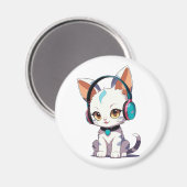 Schattigee Katten met Hoofdtelefoon Charm Magneet (Voorkant / Achterkant)