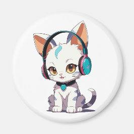 Schattigee Katten met Hoofdtelefoon Charm Magneet