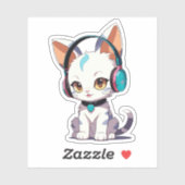 Schattigee Katten met Hoofdtelefoon Charm Sticker (Vel)