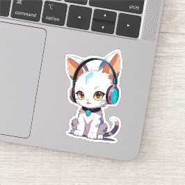 Schattigee Katten met Hoofdtelefoon Charm Sticker