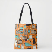 Schattigee katten met Oranje achtergrond Canvas ta Tote Bag (Voorkant)