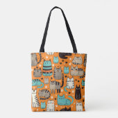 Schattigee katten met Oranje achtergrond Canvas ta Tote Bag (Achterkant)