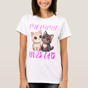 Schattigee katten met roze mama houdt van katten t t-shirt
