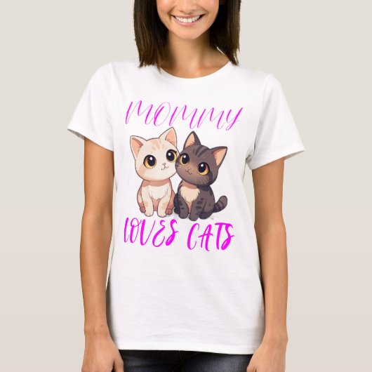Schattigee katten met roze mama houdt van katten t t-shirt (Voorkant)