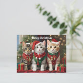 Schattigee Katten met Santa Hats Whimsical Briefkaart (Staand voorkant)