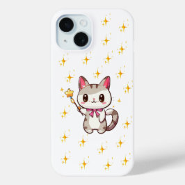 Schattigee katten met toverstaf hart sterren iPhone 15 case
