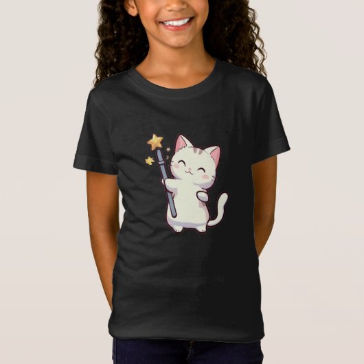 Schattigee katten met toverstaf t-shirt (Voorkant)