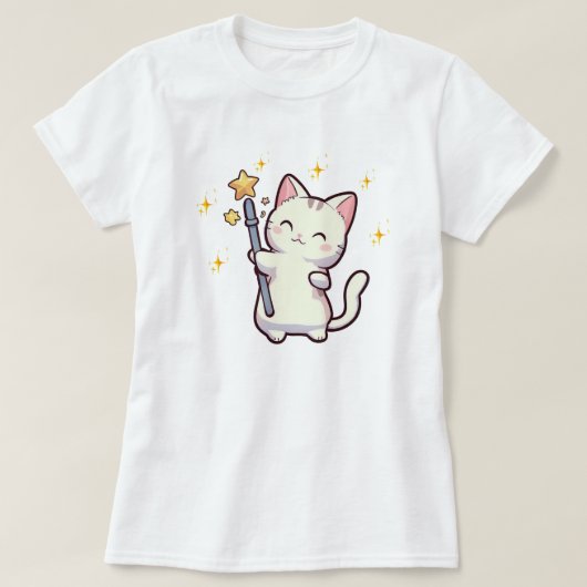 Schattigee katten met toverstaf t-shirt (Design voorkant)