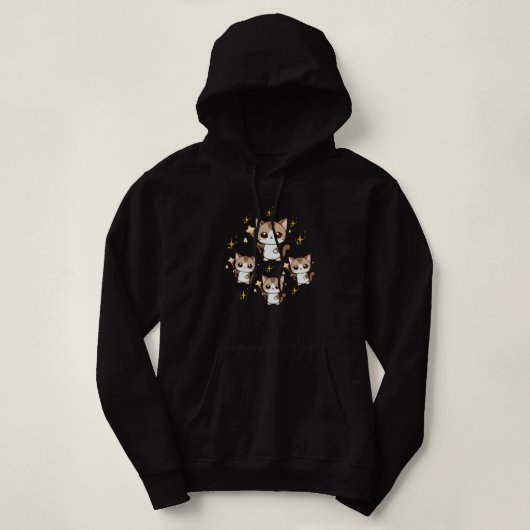 Schattigee katten met toverstaven sterren hoodie (Design voorkant)