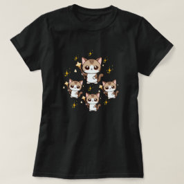 Schattigee katten met toverstaven sterren t-shirt