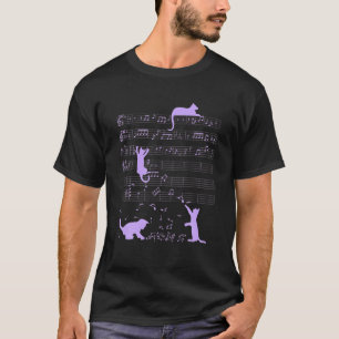 Schattigee Katten Muzieknoten Paarse Muzikant Art T-shirt