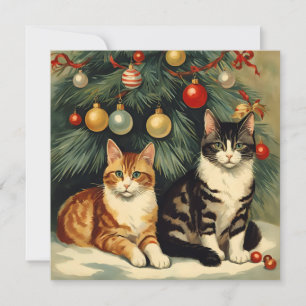 Schattigee katten onder de kerstboom kattenliefheb feestdagenkaart
