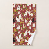 Schattigee katten op een Bourgondische achtergrond Bad Handdoek (Handdoek)