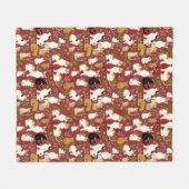 Schattigee katten op een Bourgondische achtergrond Fleece Deken (Voorkant (Horizontaal))