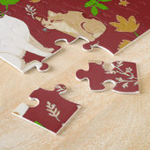 Schattigee katten op een Bourgondische achtergrond Legpuzzel (Zijkant)