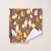 Schattigee katten op een koffiebruine achtergrond bad handdoek (Wasdoekje)
