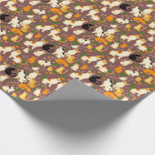 Schattigee katten op een koffiebruine achtergrond cadeaupapier (Hoek)